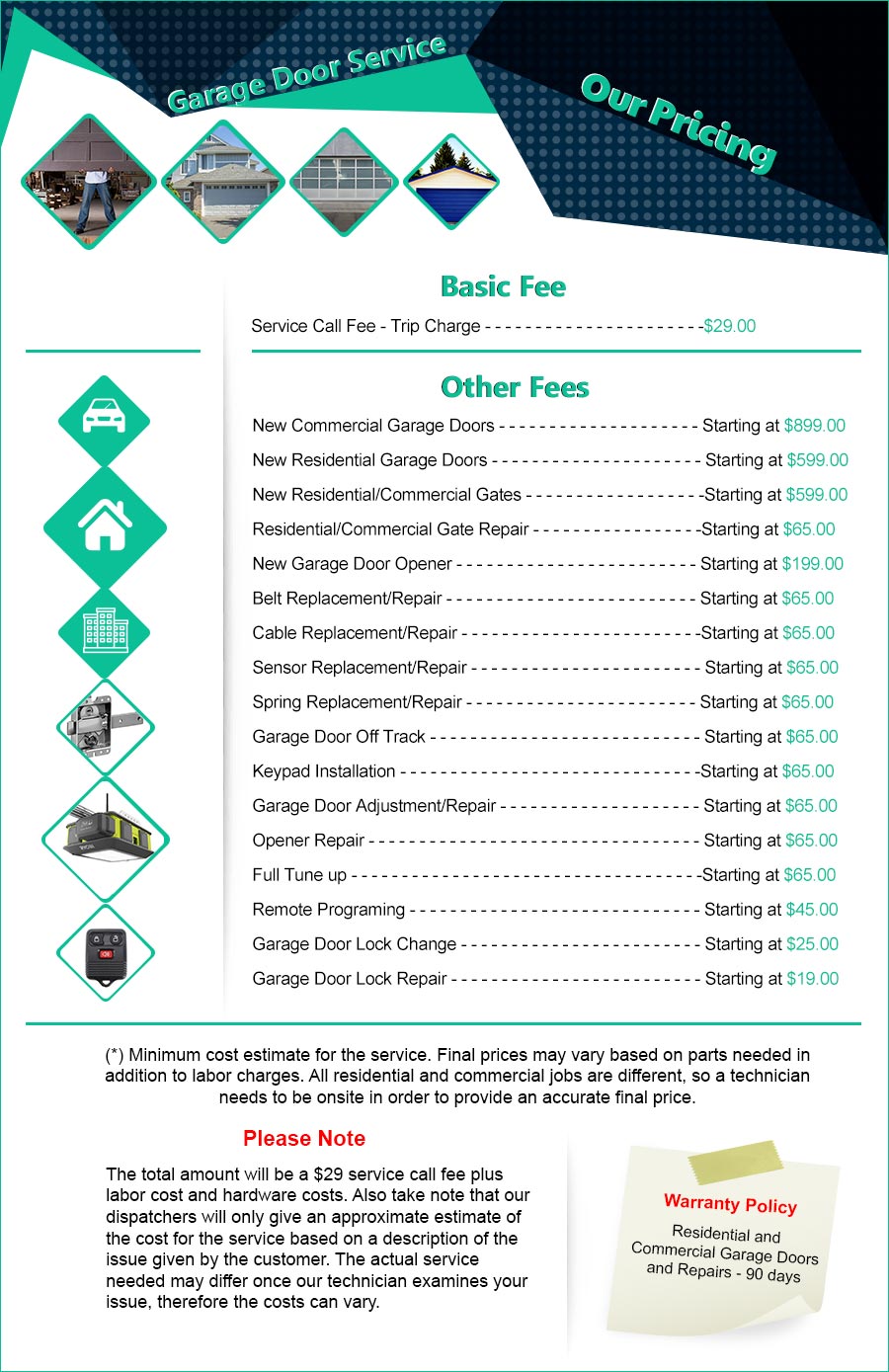 Price List Eagle Garage Door